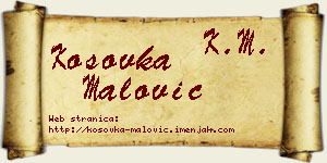 Kosovka Malović vizit kartica
